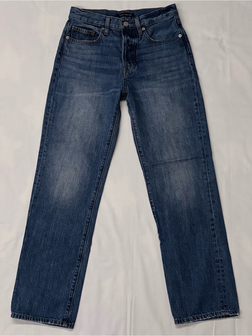 Lucky Brand 90s High Rise Straight Jeans Size 0 25 Medium Wash Button Fly Retro